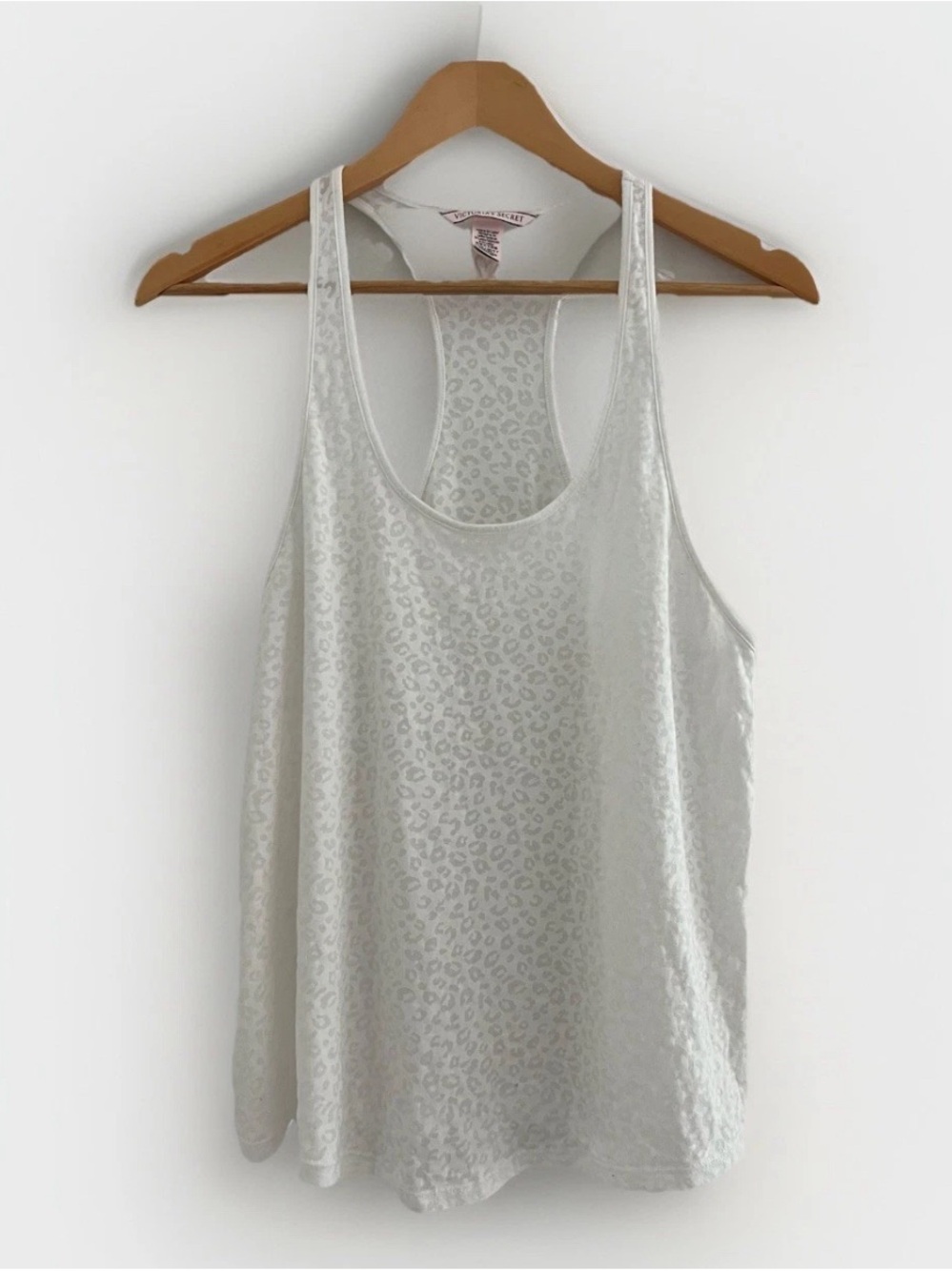Light Gray Leopard-Print Racerback Tank Top
